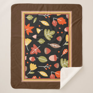 Colorful Autumn Pattern Sherpa Blanket