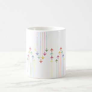 Colorful Aviation Plane Silhouettes Coffee Mug
