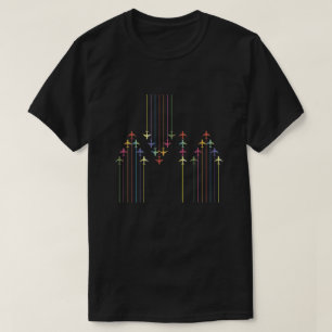 Colorful Aviation Plane Silhouettes T-Shirt