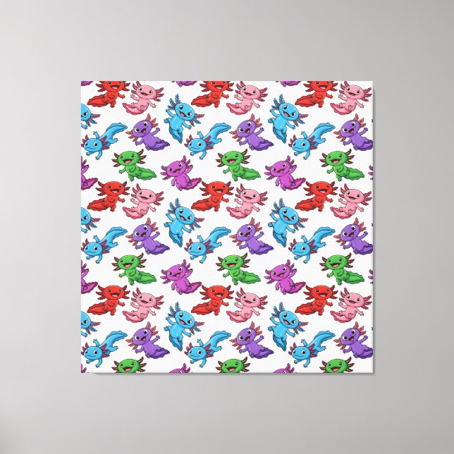 Colorful_Axolotl_Friends_Seamless_Pattern Canvas Print (Front)