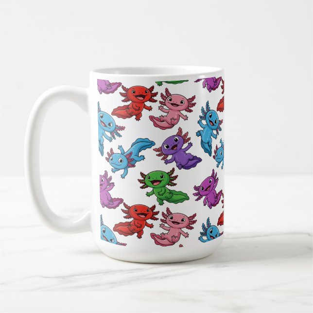 Colorful_Axolotl_Friends_Seamless_Pattern Coffee Mug (Left)