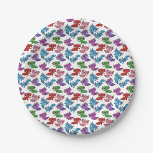 Colorful_Axolotl_Friends_Seamless_Pattern Paper Plate