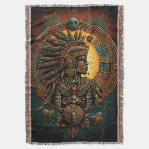 Colorful Aztec Warrior Blanket