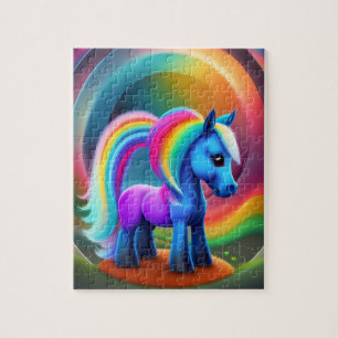 Colorful Baby Pony With Rainbow, Fantasy Pony Jigsaw Puzzle