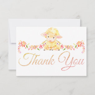Colorful Baby Sheep / Lamb Thank You Card