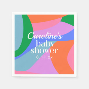 Colorful Baby Shower Abstract Waves Modern Custom Napkin