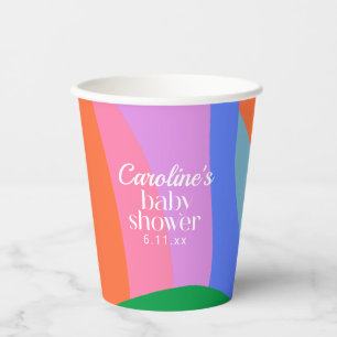 Colorful Baby Shower Abstract Waves Modern Custom Paper Cups