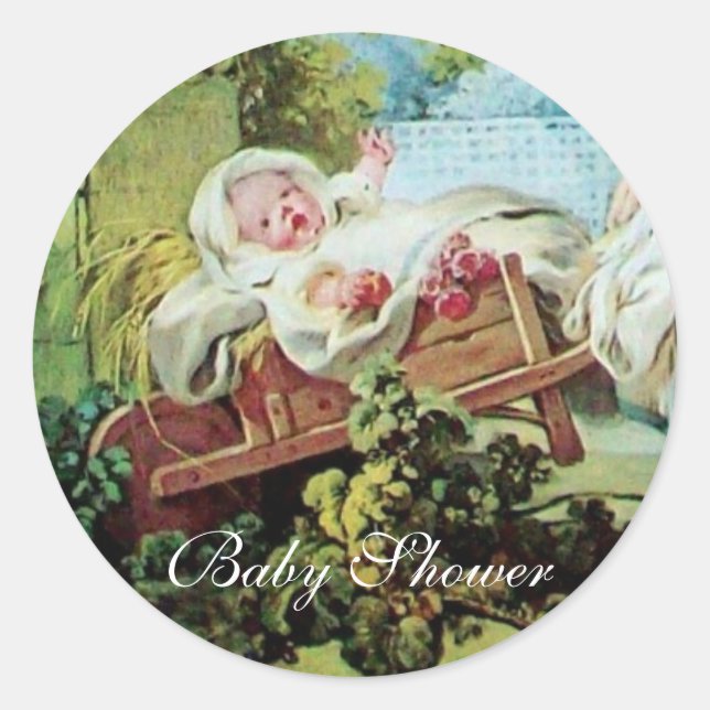 COLORFUL BABY SHOWER CLASSIC ROUND STICKER (Front)