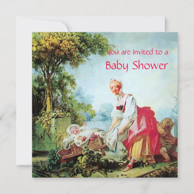 COLORFUL BABY SHOWER Gold Metallic Invitation (Front)