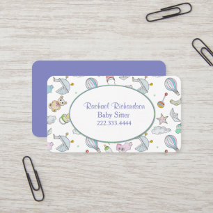 Colorful Baby Things Babysitter Business Card