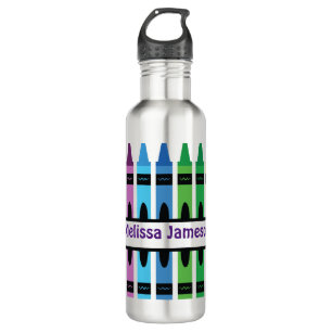 Colorful Back to School Name Monogram Crayon 710 Ml Water Bottle