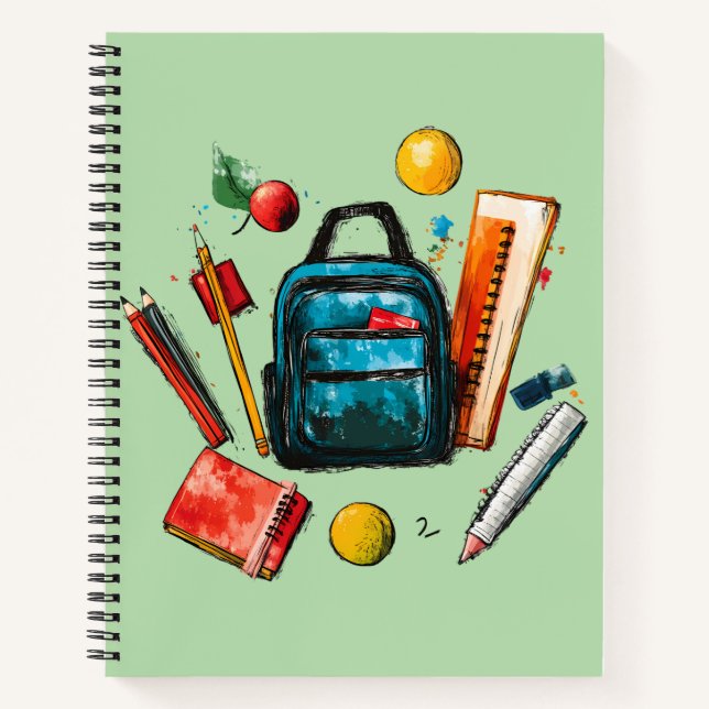 Colorful Back to School Supplies for Students Notebook (Front)