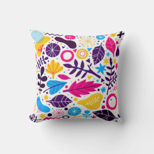 Colorful background with hand drawn floral element cushion