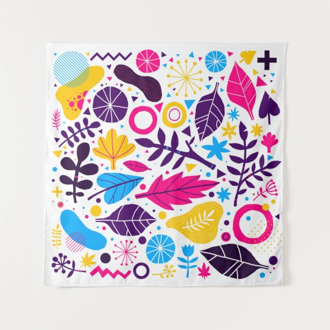Colorful background with hand drawn floral element tapestry (Front)