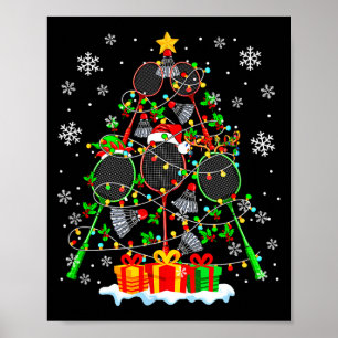 Colorful Badminton As Christmas Tree Player Fan Te Poster
