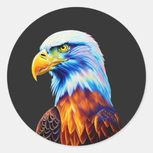 Colorful Bald Eagle Art   Classic Round Sticker