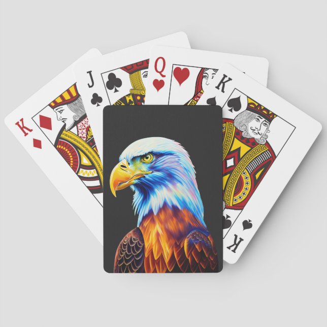 Colorful Bald Eagle Art   Playing Cards (Back)
