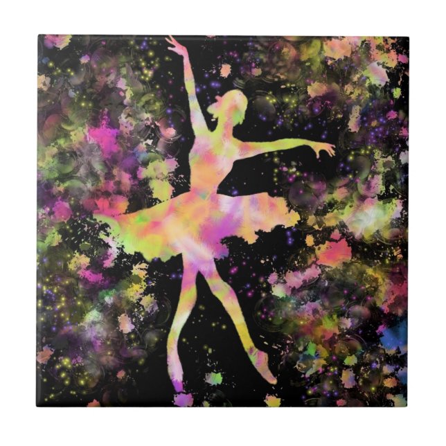 Colorful Ballerina Ceramic Tile - Painting (Front)