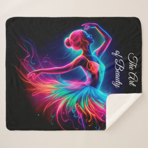 Colorful ballerina neon art bohemian lovely dancer sherpa blanket