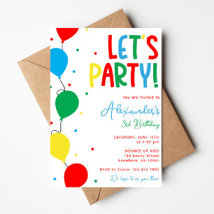Colorful Balloon Birthday Invitation for Kids