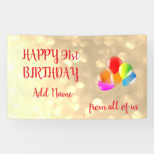 Colorful balloon design Happy 91st Birthday Banner