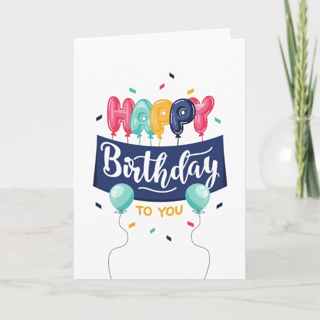 Colorful Balloons Birthday Card (Front)