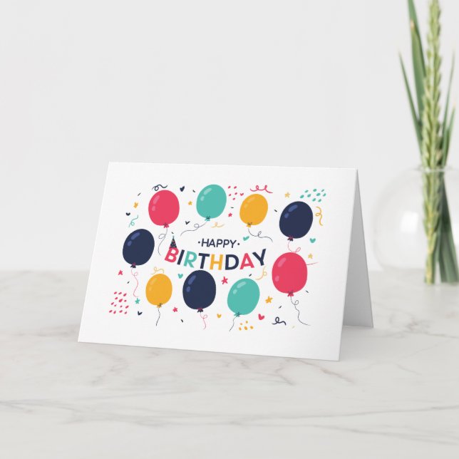 Colorful Balloons Birthday Card (Front)
