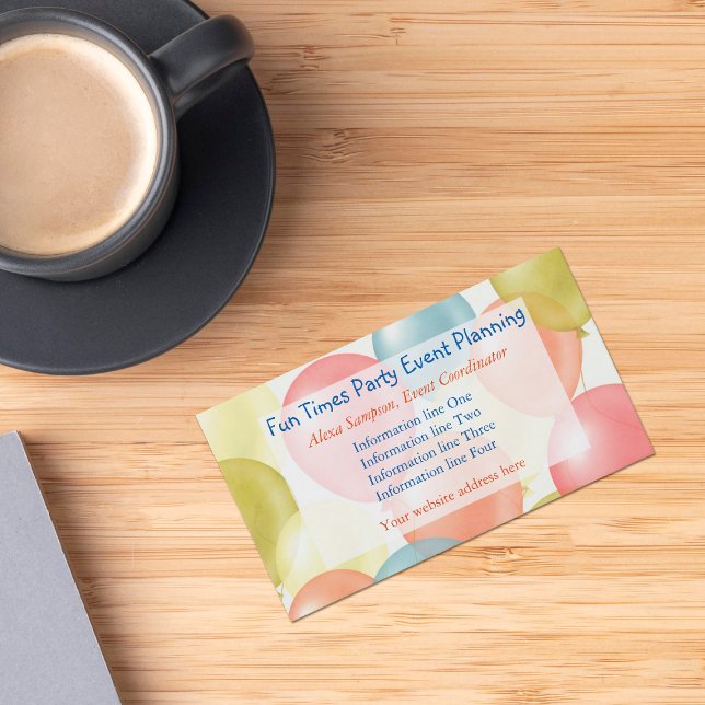 Colorful Balloons Event Planning Business Card (Creator Uploaded)
