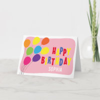Colorful Balloons Girls Birthday Greeting