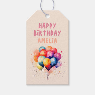 Colorful Balloons Kids Happy Birthday Party Gift Tags