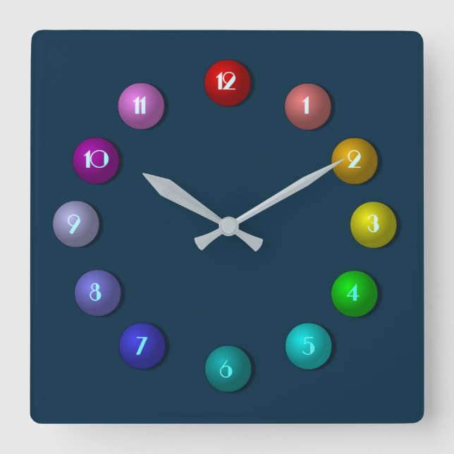 Colorful Balls Square Wall Clock (Front)