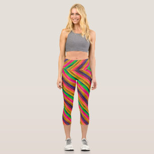 colorful bands capri leggings