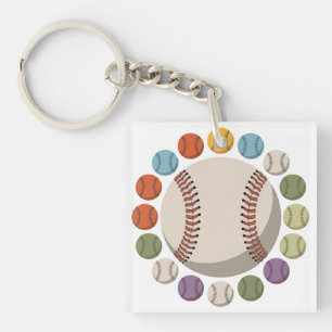 Colorful Baseball Circle Key Ring