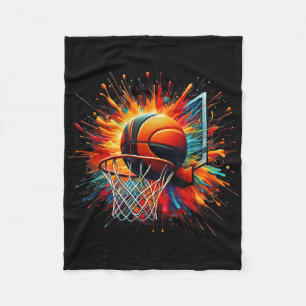 Colorful Basketball Tie Dye Color Splash Hoop Net  Fleece Blanket