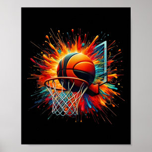 Colorful Basketball Tie Dye Color Splash Hoop Net Poster