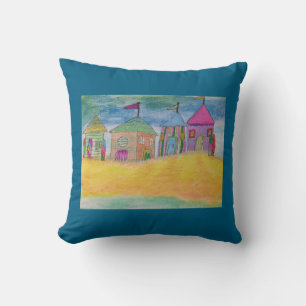 Colorful Beach Huts Cushion
