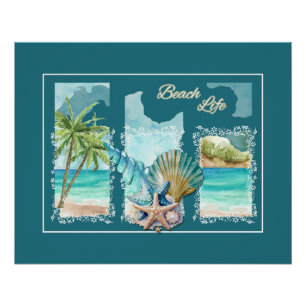 Colorful Beach Life Poster