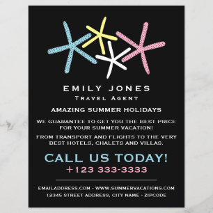 Colorful Beach Starfish, Travel Agent Advertising Flyer