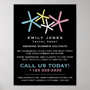 Colorful Beach Starfish, Travel Agent Advertising Poster