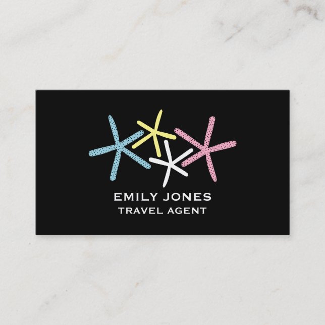 Colorful Beach Starfish, Travel & Tourism Business Card (Front)