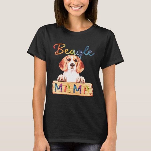 Colorful Beagle Mama  Dog Mom T-Shirt (Front)
