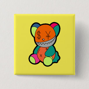 Colorful bear 15 cm square badge