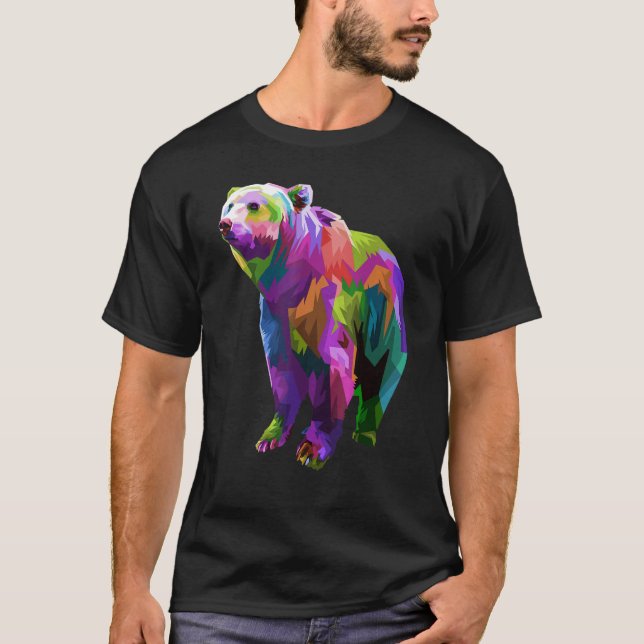 Colorful Bear Art Graphic T-Shirt (Front)