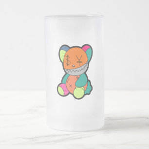 Colorful bear frosted glass beer mug
