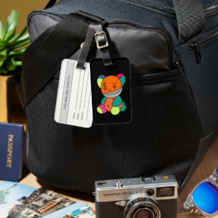 Colorful bear luggage tag