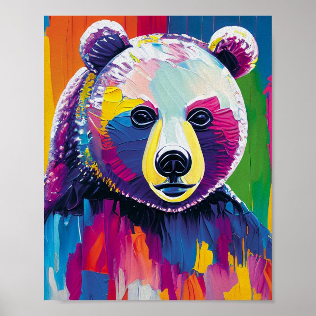 Colorful Bear Portrait Poster (Front)