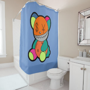 Colorful bear shower curtain