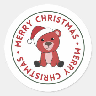 Colorful Bears Merry Christmas Winter Animals Bear Classic Round Sticker