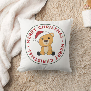Colorful Bears Merry Christmas Winter Animals Bear Cushion