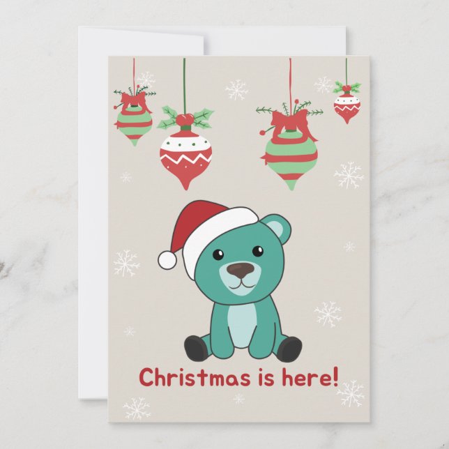 Colorful Bears Merry Christmas Winter Animals Bear Holiday Card (Front)